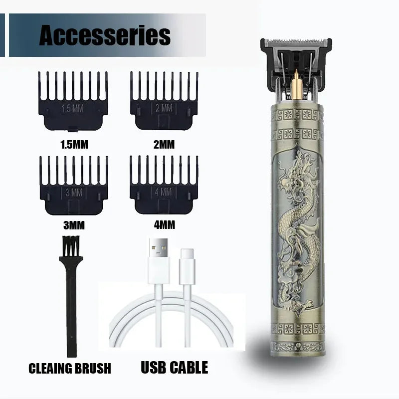 T9 Electric Hair Clipper for Men Professional Barber Shaver Beard Trimmer Dragon Buddha Design Body Hair Cutting Machine