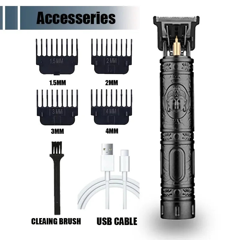 T9 Electric Hair Clipper for Men Professional Barber Shaver Beard Trimmer Dragon Buddha Design Body Hair Cutting Machine