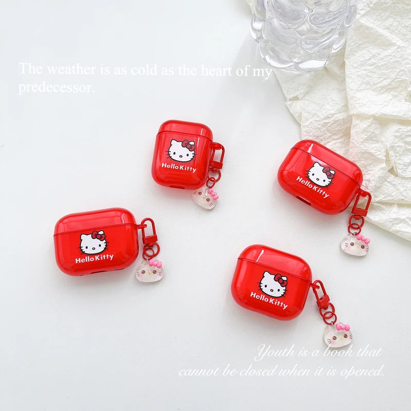Cute Cartoon Sanrio Hello Kitty Earphone Case For AirPods 4 1 2 3 Pro 2021 Wireless Bluetooth Headset Soft TPU Protective Cover