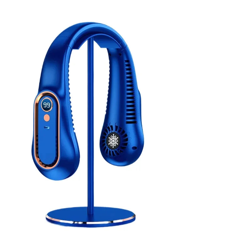 Ventilador de Pescoço Elétrico Pendurado, Ventilador de Display Digital, Neckband Bladesess, Mini Refrigerador de Ar Portátil