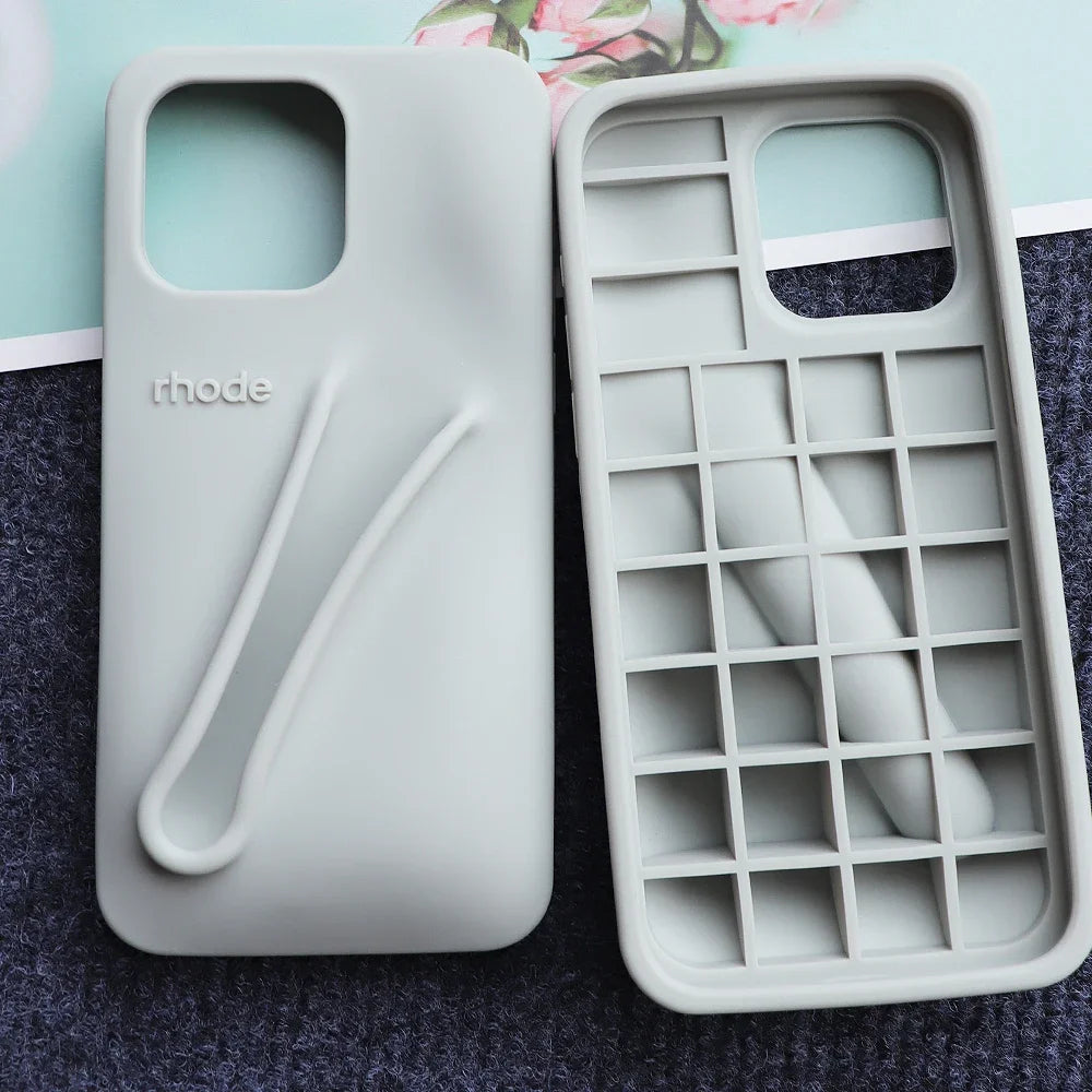 Rhode Case for IPhone 15 Pro Max 14 13 ProMax Lipstick Soft Silicone Portable Lip Gloss Holder Ins Hot Cover Funda