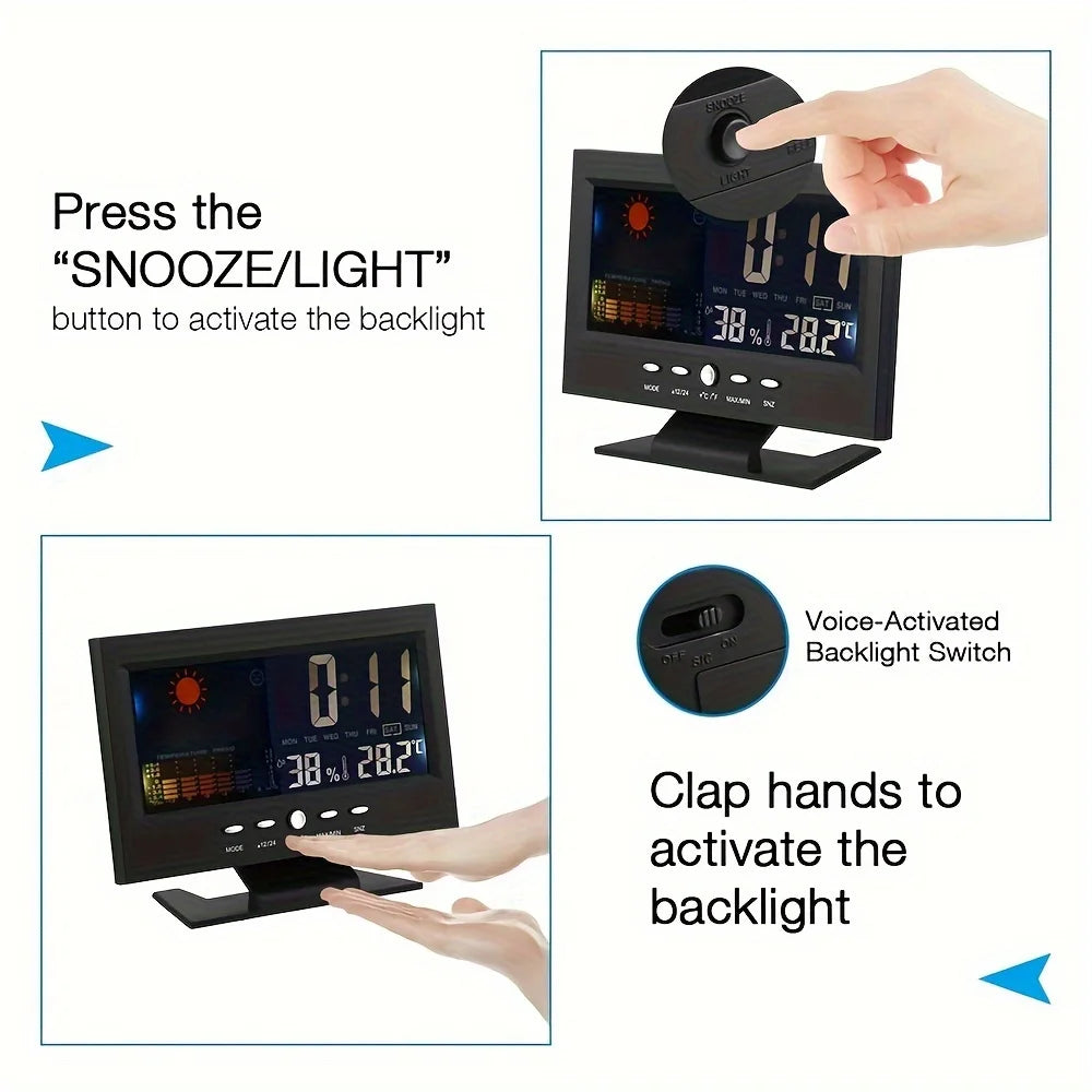Weather Station Digital Temperature Humidity Meter Clock Thermometer Hygrometer Calendar Temperature Trend Alarm Comfort Level