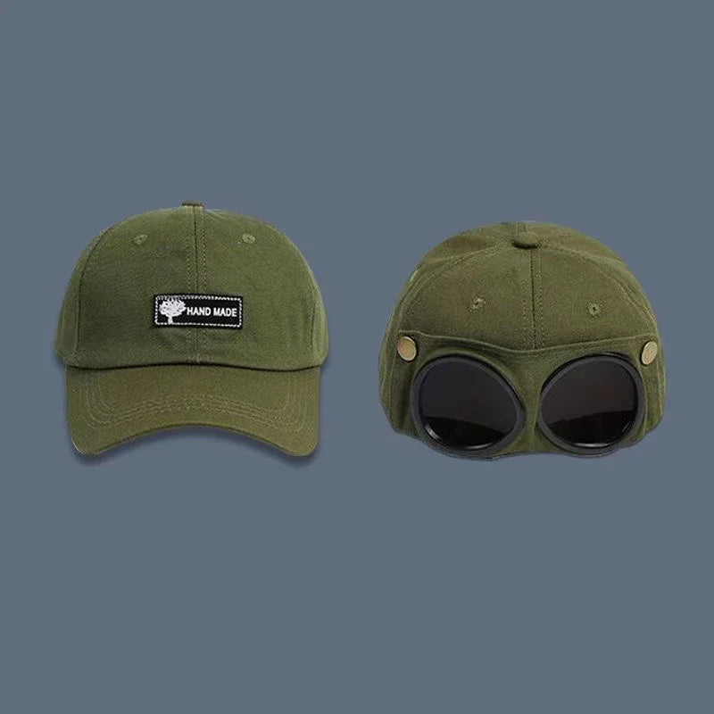 2024 New Fashion Pilot hat Summer Personality Glasses Baseball cap unisex trend sunglasses baseball cap