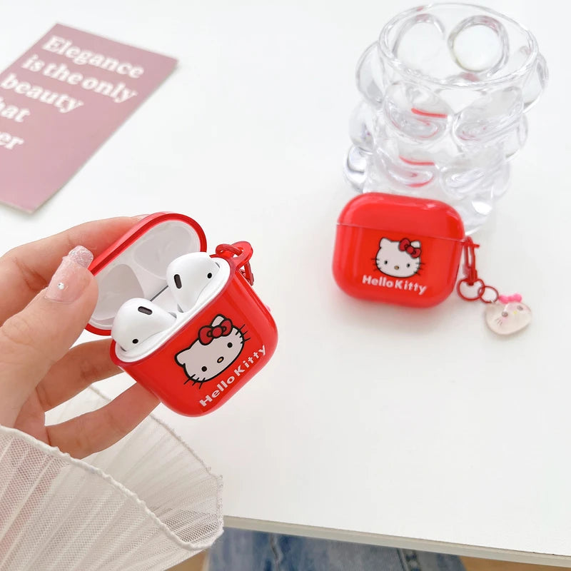 Cute Cartoon Sanrio Hello Kitty Earphone Case For AirPods 4 1 2 3 Pro 2021 Wireless Bluetooth Headset Soft TPU Protective Cover