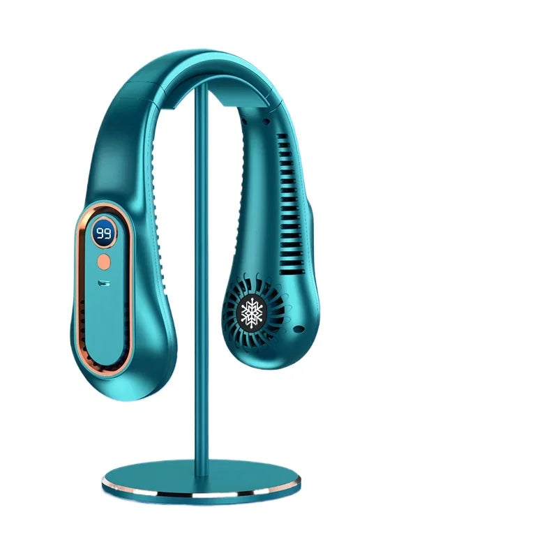 Ventilador de Pescoço Elétrico Pendurado, Ventilador de Display Digital, Neckband Bladesess, Mini Refrigerador de Ar Portátil