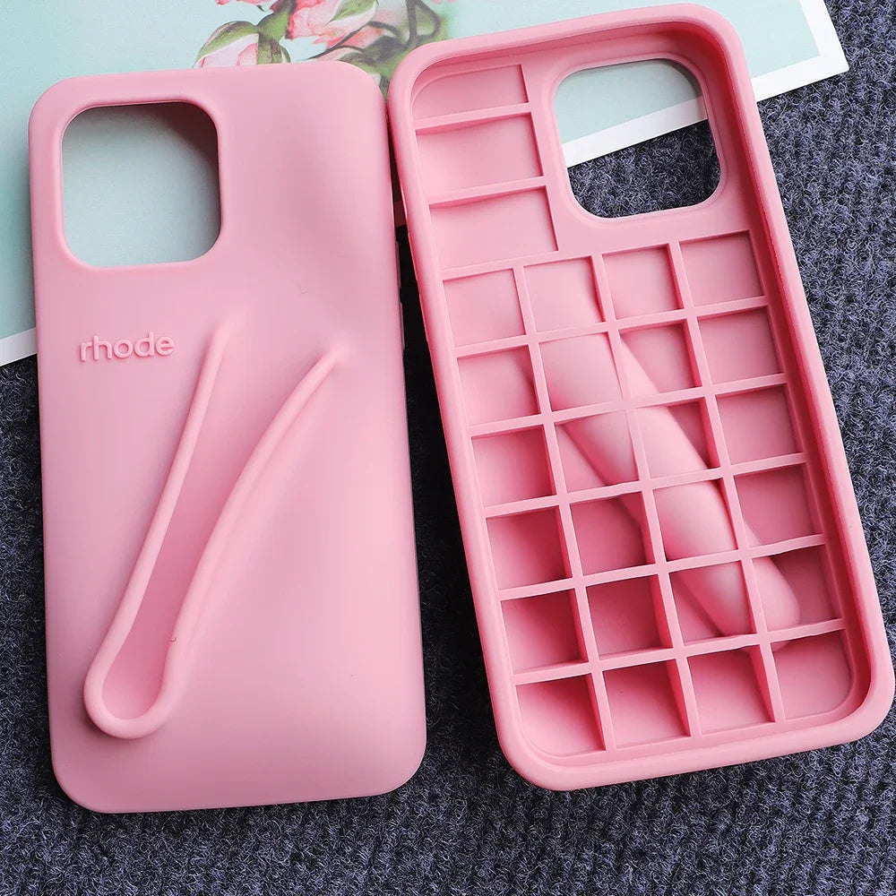 Rhode Case for IPhone 15 Pro Max 14 13 ProMax Lipstick Soft Silicone Portable Lip Gloss Holder Ins Hot Cover Funda
