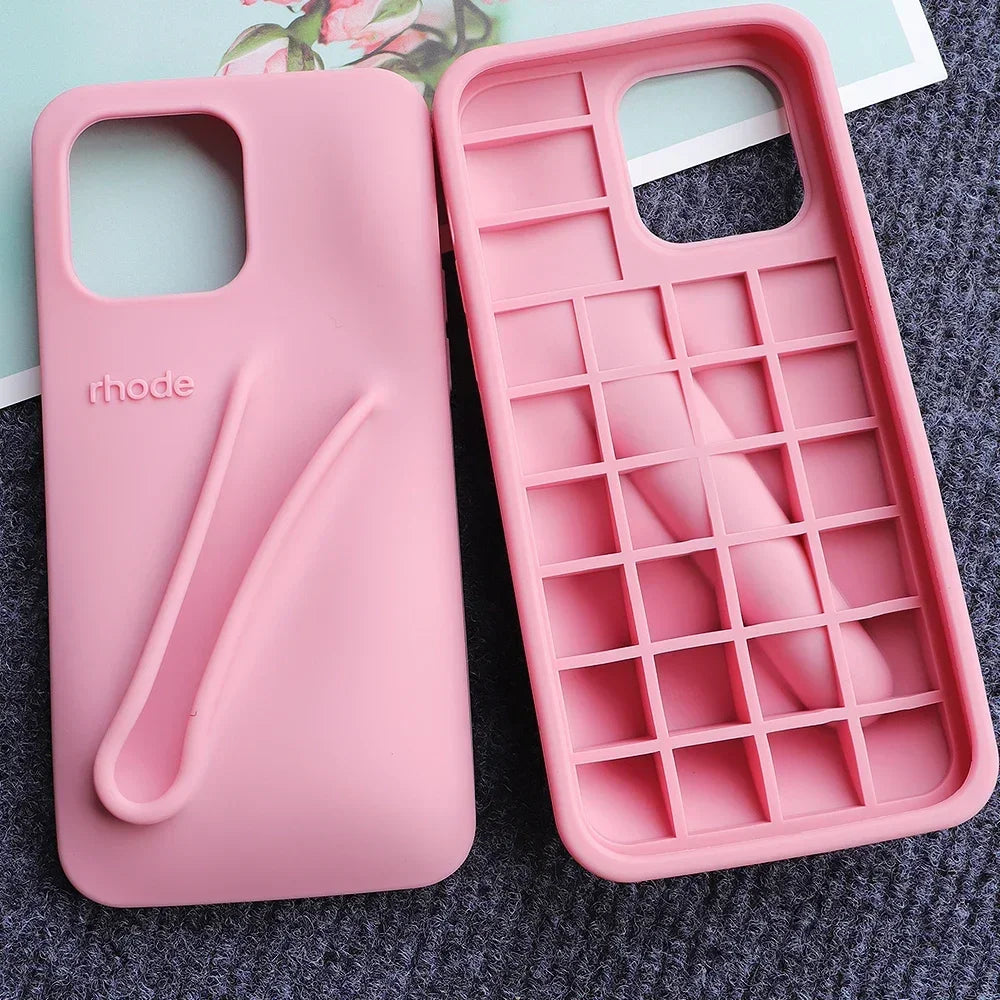 Rhode Case for IPhone 15 Pro Max 14 13 ProMax Lipstick Soft Silicone Portable Lip Gloss Holder Ins Hot Cover Funda