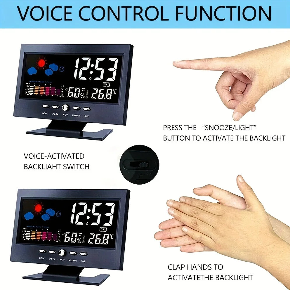 Weather Station Digital Temperature Humidity Meter Clock Thermometer Hygrometer Calendar Temperature Trend Alarm Comfort Level