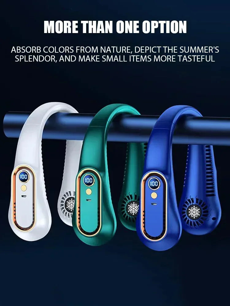 Ventilador de Pescoço Elétrico Pendurado, Ventilador de Display Digital, Neckband Bladesess, Mini Refrigerador de Ar Portátil