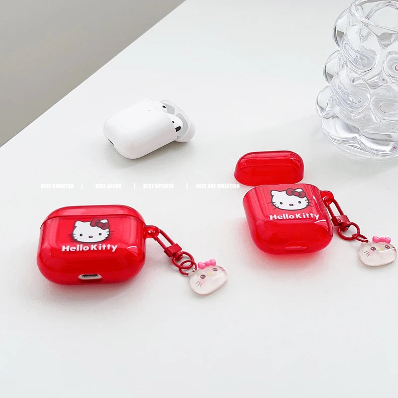 Cute Cartoon Sanrio Hello Kitty Earphone Case For AirPods 4 1 2 3 Pro 2021 Wireless Bluetooth Headset Soft TPU Protective Cover