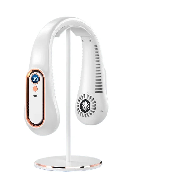 Ventilador de Pescoço Elétrico Pendurado, Ventilador de Display Digital, Neckband Bladesess, Mini Refrigerador de Ar Portátil