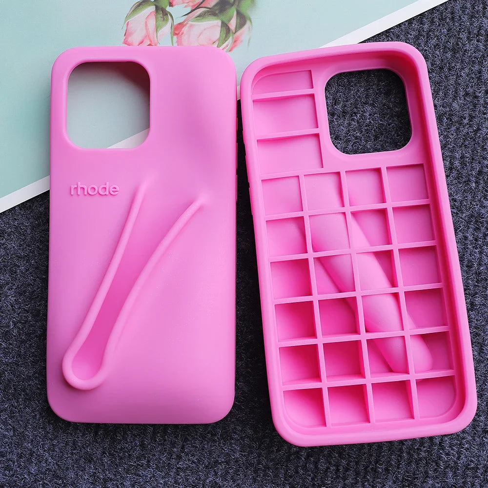 Rhode Case for IPhone 15 Pro Max 14 13 ProMax Lipstick Soft Silicone Portable Lip Gloss Holder Ins Hot Cover Funda