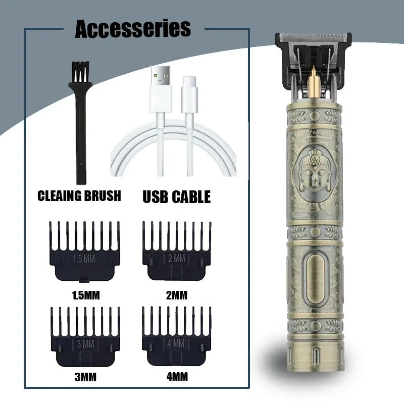T9 Electric Hair Clipper for Men Professional Barber Shaver Beard Trimmer Dragon Buddha Design Body Hair Cutting Machine