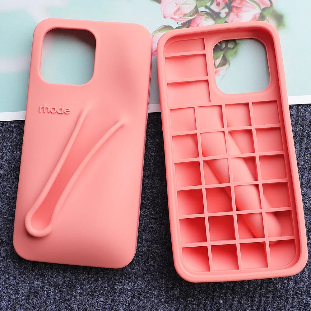 Rhode Case for IPhone 15 Pro Max 14 13 ProMax Lipstick Soft Silicone Portable Lip Gloss Holder Ins Hot Cover Funda