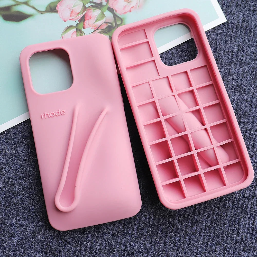 Rhode Case for IPhone 15 Pro Max 14 13 ProMax Lipstick Soft Silicone Portable Lip Gloss Holder Ins Hot Cover Funda