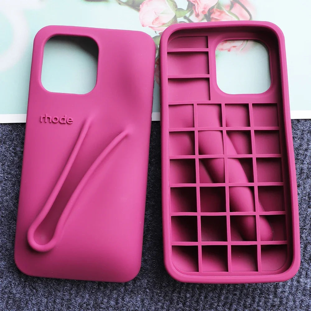 Rhode Case for IPhone 15 Pro Max 14 13 ProMax Lipstick Soft Silicone Portable Lip Gloss Holder Ins Hot Cover Funda