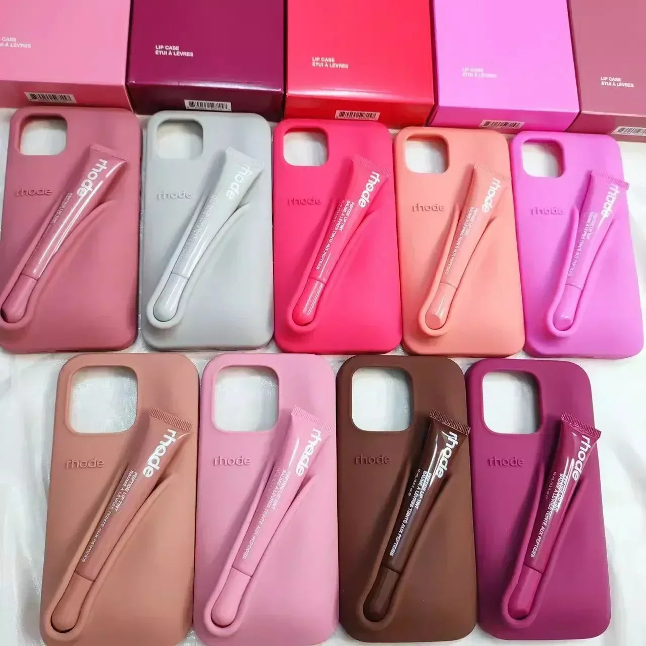 Rhode Case for IPhone 15 Pro Max 14 13 ProMax Lipstick Soft Silicone Portable Lip Gloss Holder Ins Hot Cover Funda