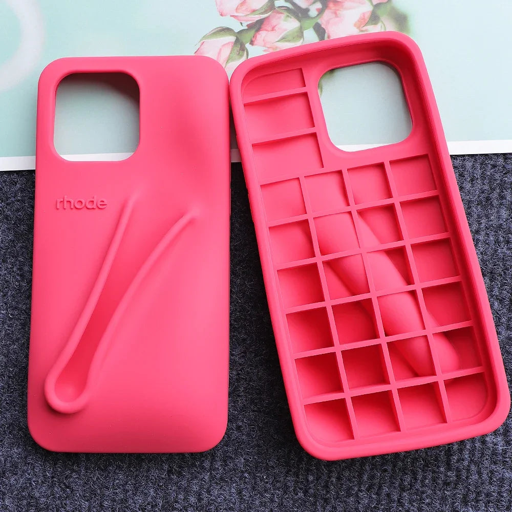 Rhode Case for IPhone 15 Pro Max 14 13 ProMax Lipstick Soft Silicone Portable Lip Gloss Holder Ins Hot Cover Funda