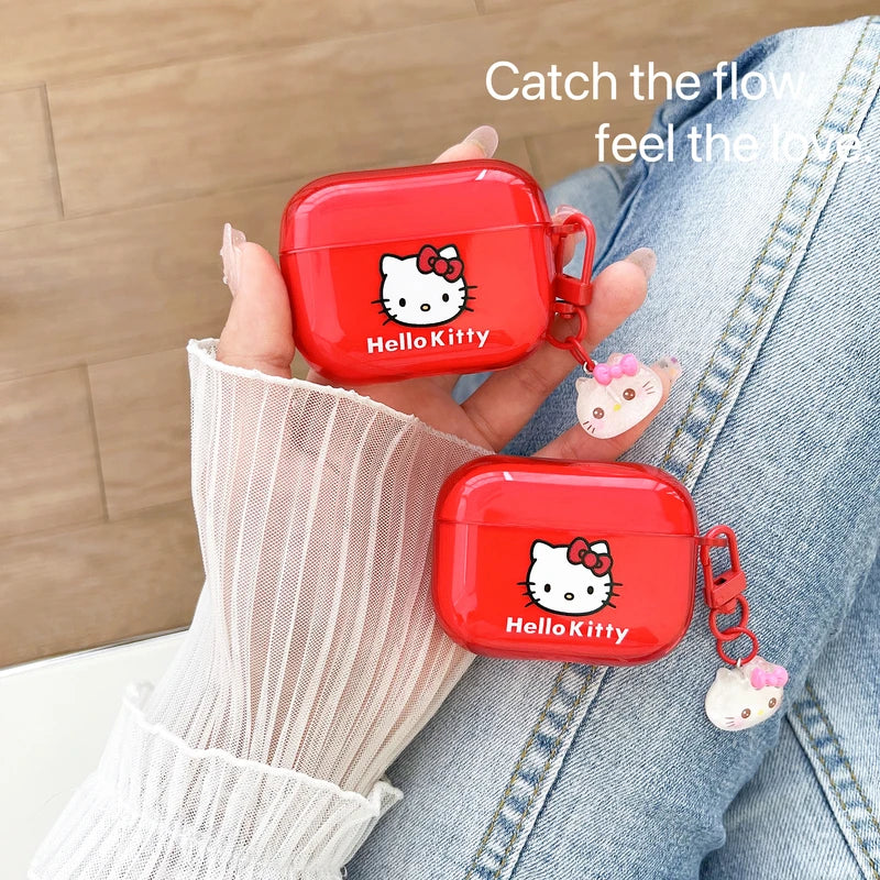 Cute Cartoon Sanrio Hello Kitty Earphone Case For AirPods 4 1 2 3 Pro 2021 Wireless Bluetooth Headset Soft TPU Protective Cover