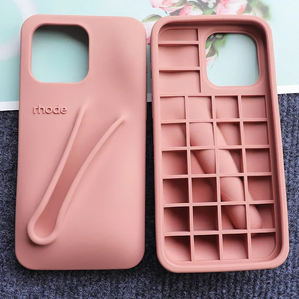 Rhode Case for IPhone 15 Pro Max 14 13 ProMax Lipstick Soft Silicone Portable Lip Gloss Holder Ins Hot Cover Funda