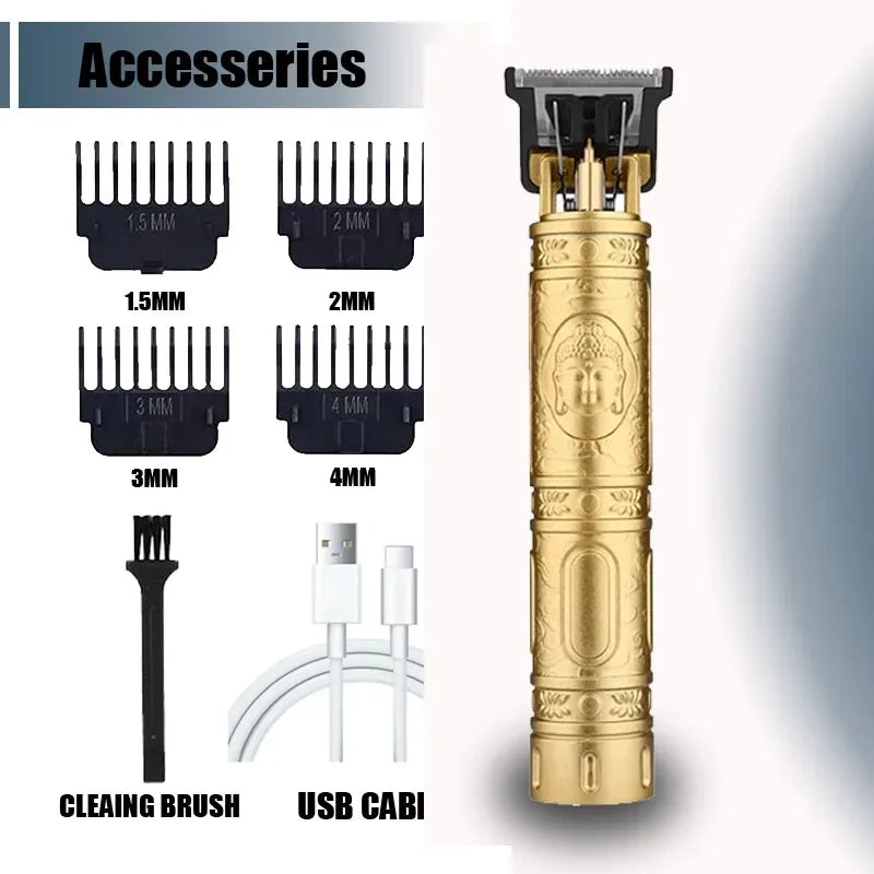 T9 Electric Hair Clipper for Men Professional Barber Shaver Beard Trimmer Dragon Buddha Design Body Hair Cutting Machine