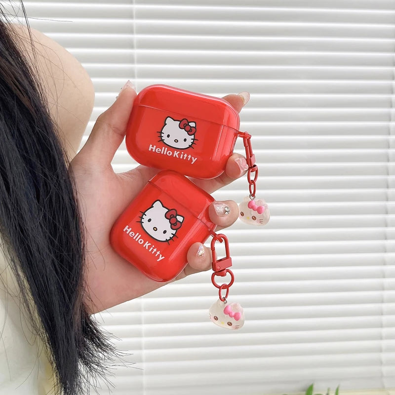 Cute Cartoon Sanrio Hello Kitty Earphone Case For AirPods 4 1 2 3 Pro 2021 Wireless Bluetooth Headset Soft TPU Protective Cover