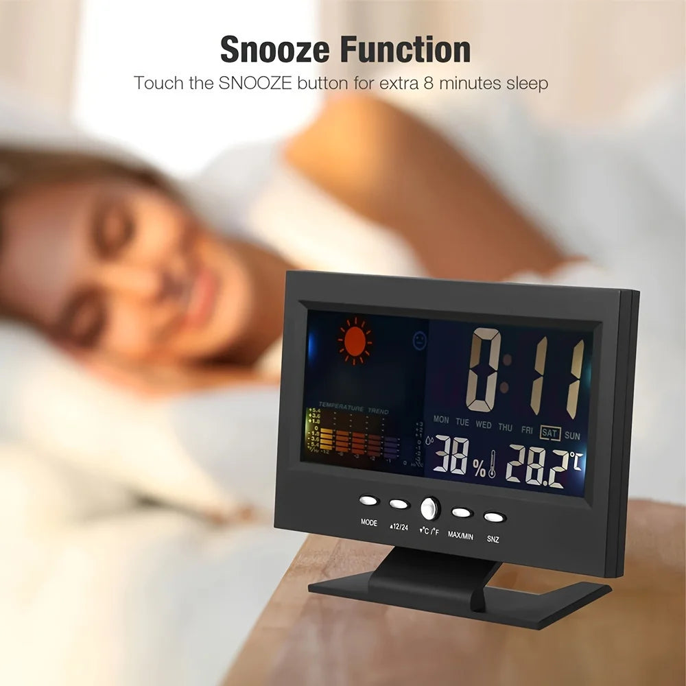 Weather Station Digital Temperature Humidity Meter Clock Thermometer Hygrometer Calendar Temperature Trend Alarm Comfort Level