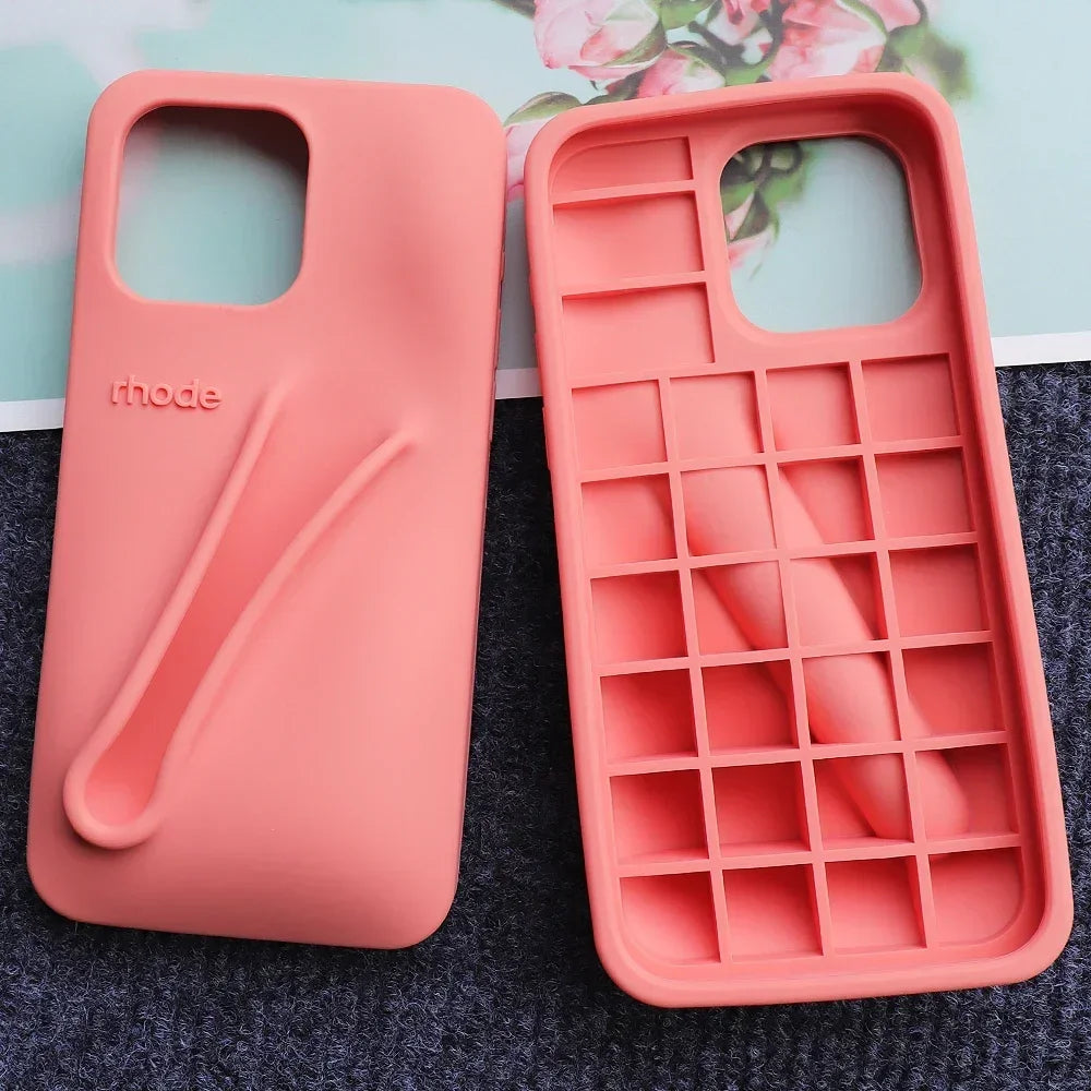Rhode Case for IPhone 15 Pro Max 14 13 ProMax Lipstick Soft Silicone Portable Lip Gloss Holder Ins Hot Cover Funda