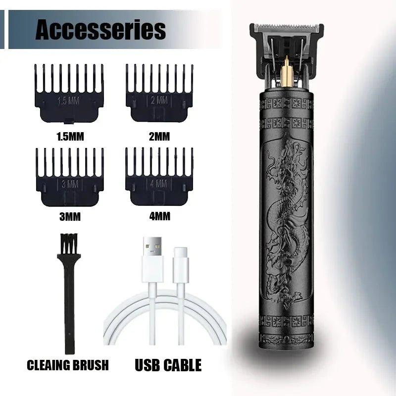 T9 Electric Hair Clipper for Men Professional Barber Shaver Beard Trimmer Dragon Buddha Design Body Hair Cutting Machine