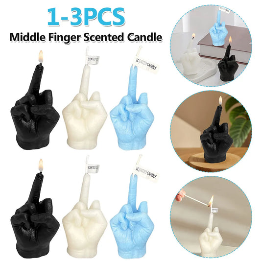 1-3PCS Middle Finger Scented Candle Funny Soy Wax Long Lasting Candle Aromatherapy Hand Gesture Candles for Bedroom Holiday