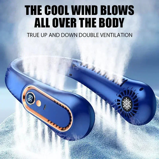 Ventilador de Pescoço Elétrico Pendurado, Ventilador de Display Digital, Neckband Bladesess, Mini Refrigerador de Ar Portátil